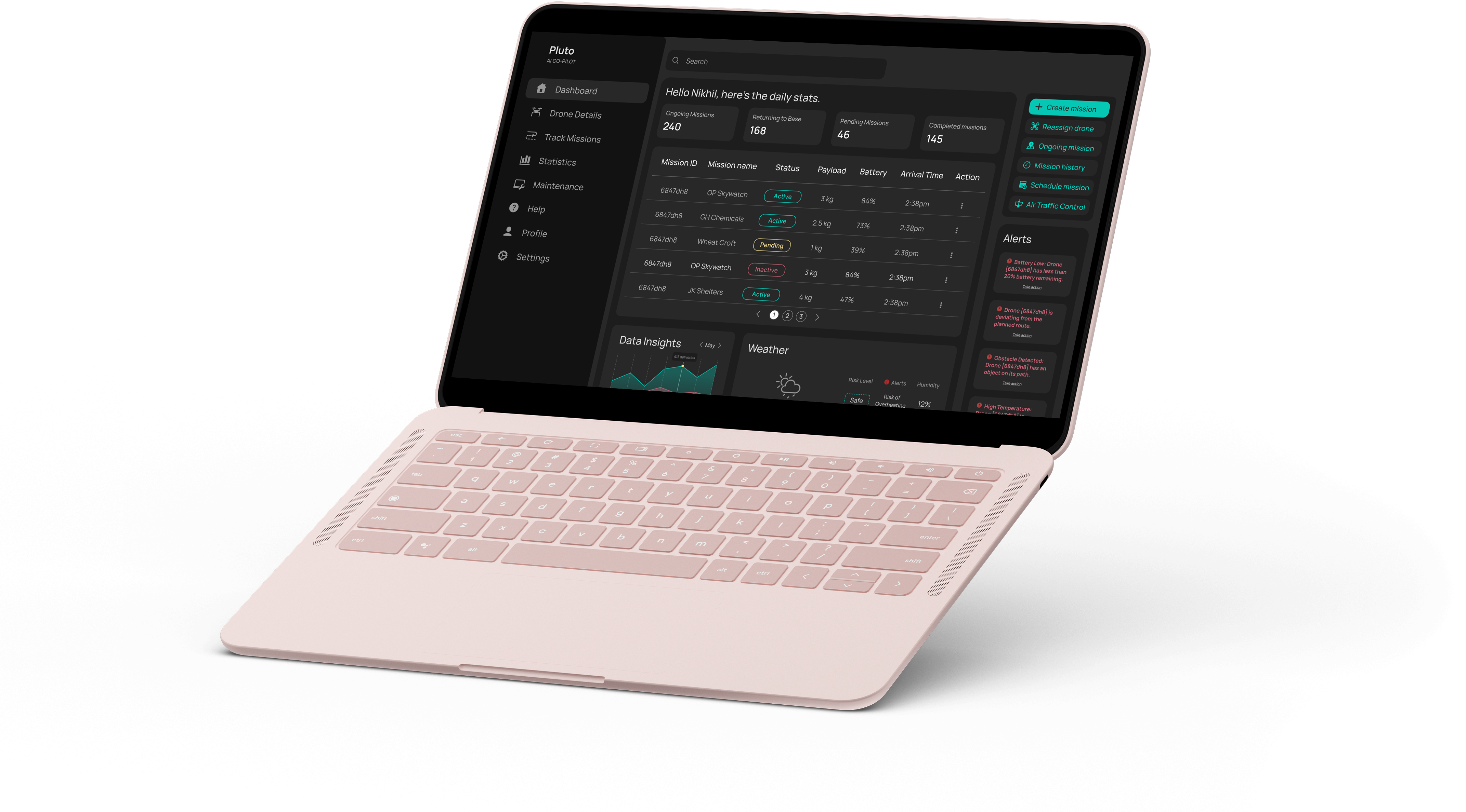 iPad Mini showing drone interface